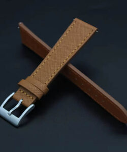 Leather Watch Strap "Saffiano" - Brown - Image 2