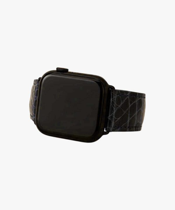 Cinturino Apple Watch in Pelle di Coccodrillo "Croco" Collections - Nero - immagine 4