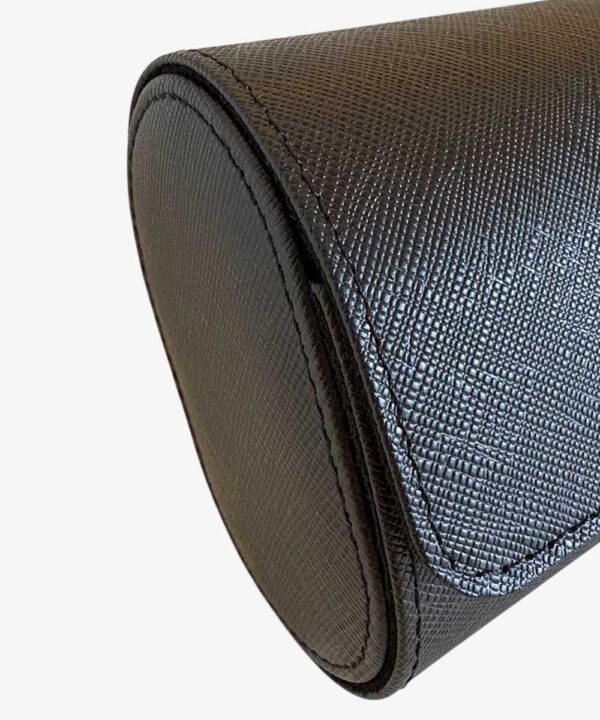 Astuccio Porta Orologi da Viaggio in Vera Pelle Saffiano – Nero – 1 Posto - immagine 6