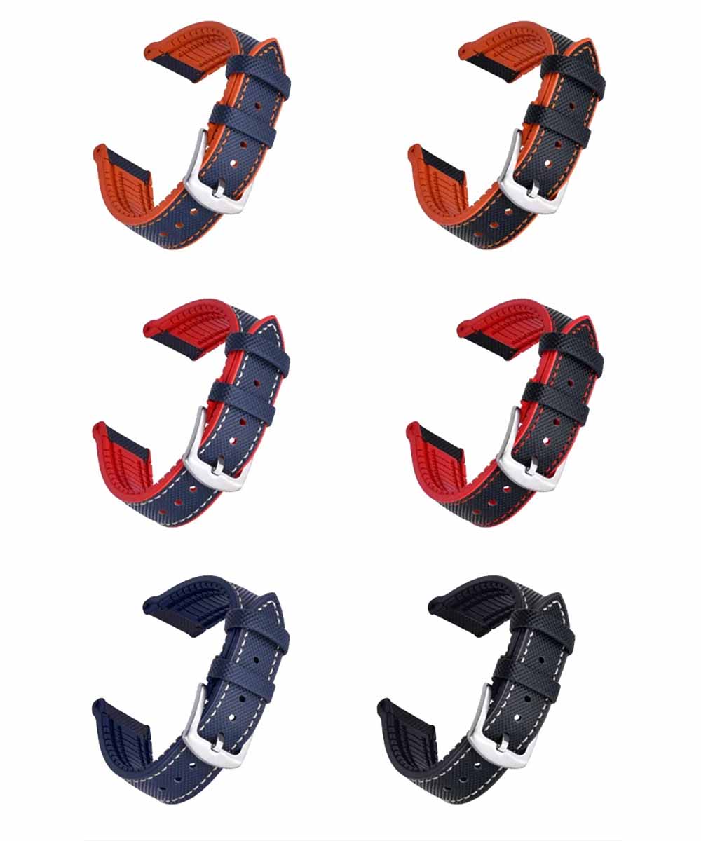 Cinturino in gomma rosso per orologio ansa curva 22mm tipo nautica
