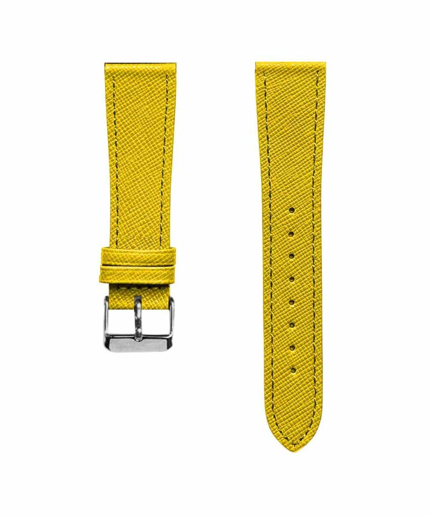 cinturino giallo saffiano fibbia silver