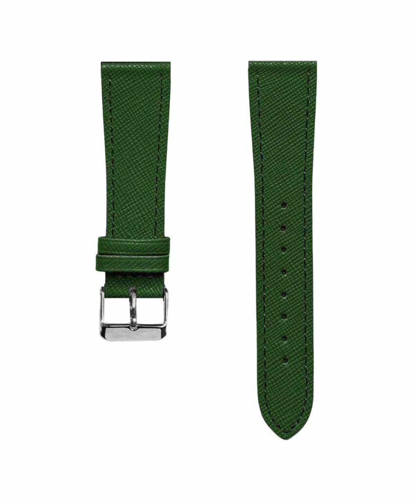 cinturino pelle saffiano verde fibbia silver