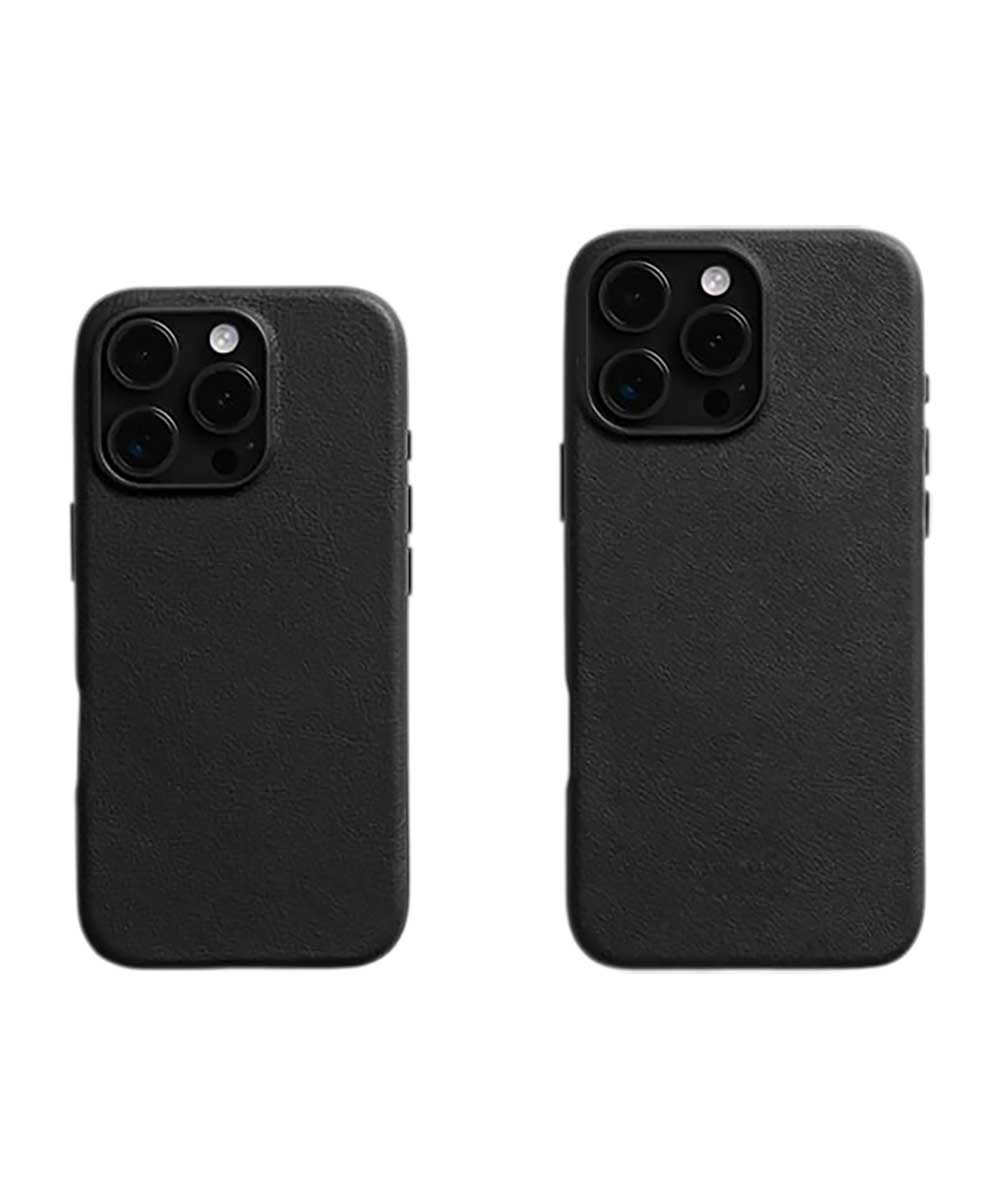 Mujjo Cover Shield In Pelle Per IPhone 16 Pro Max - Nero - Protezione Cadute 4,5m Con Tecnologia IMPACTCORE E MagSafe