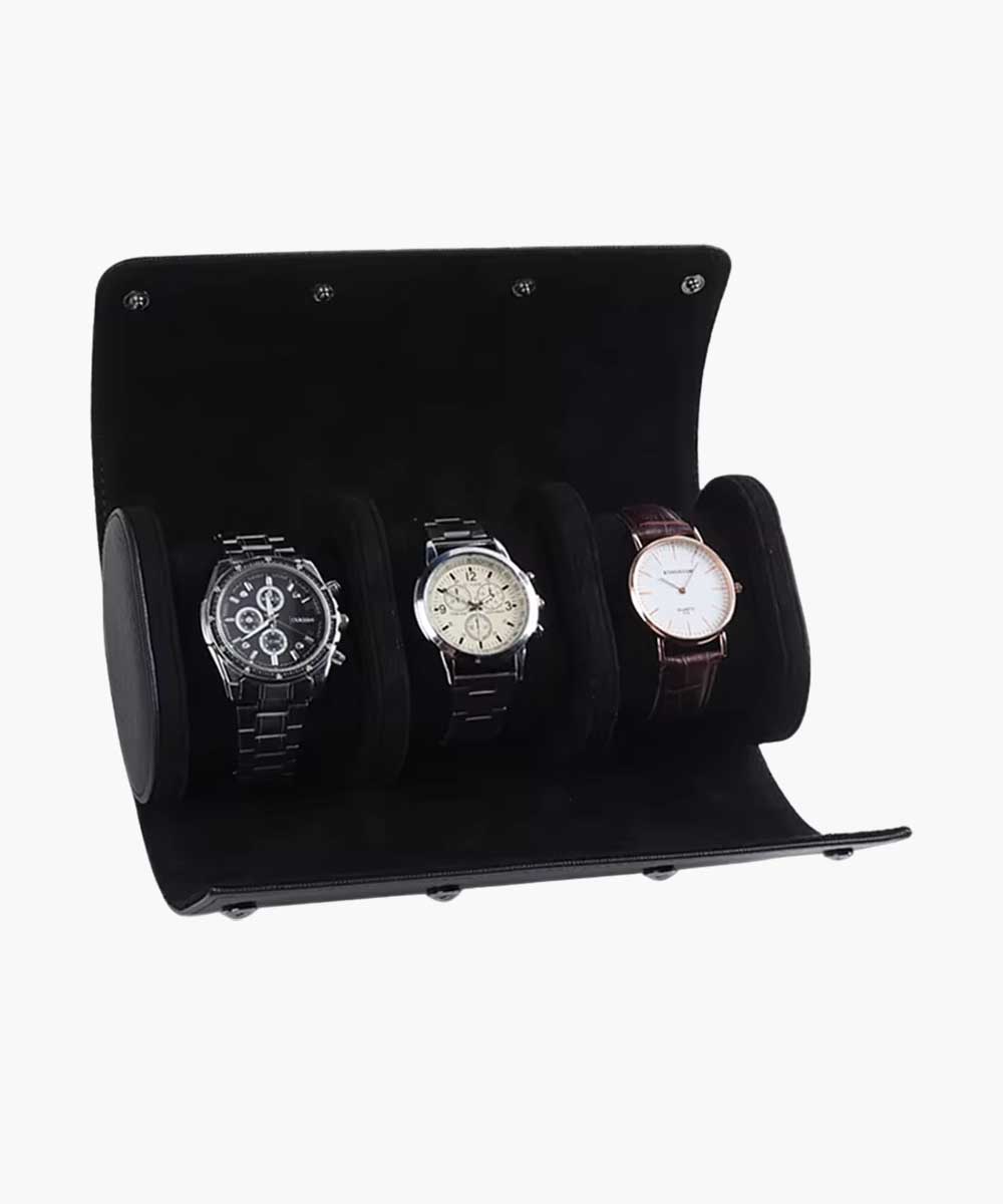 porta orologi pelle nero da 3