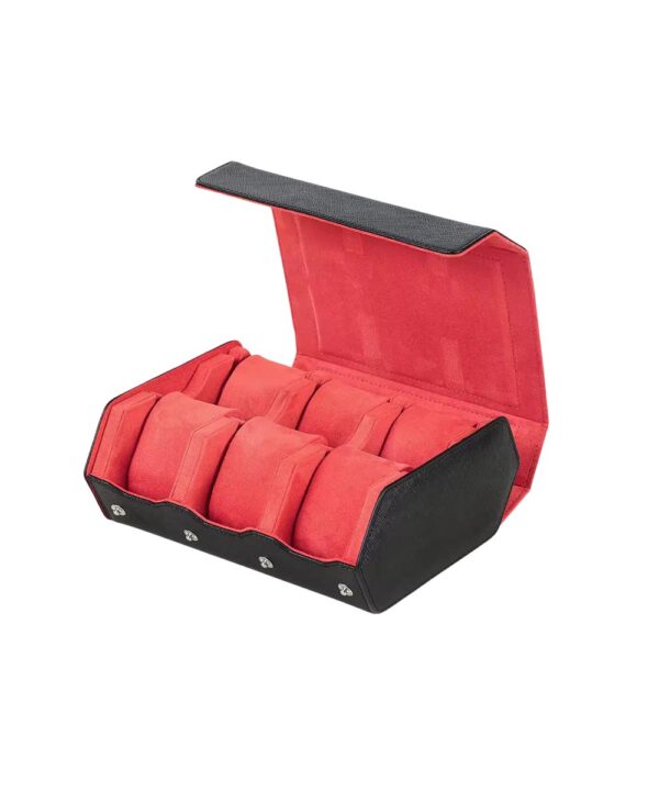 porta orologi in pelle da sei nero arancio