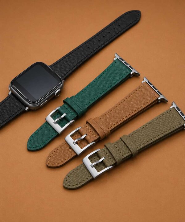 Apple Watch Leather Strap "Saffiano" - Brown - Image 4