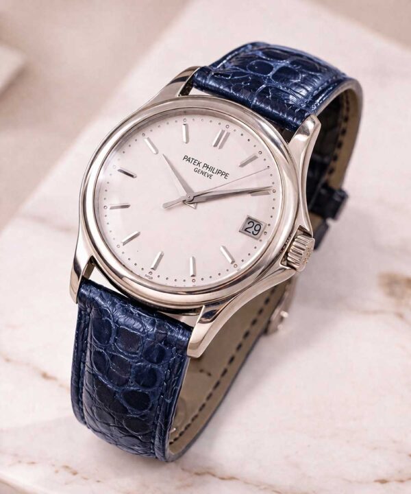Leather Watch Strap "Croco" - Blue - Image 2