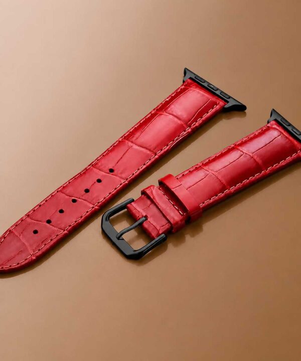 Cinturino in Pelle Apple Watch Ultra "Royal" - Rosso - immagine 3