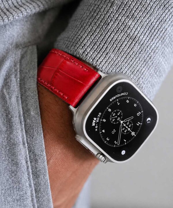 Cinturino in Pelle Apple Watch Ultra "Royal" - Rosso - immagine 2