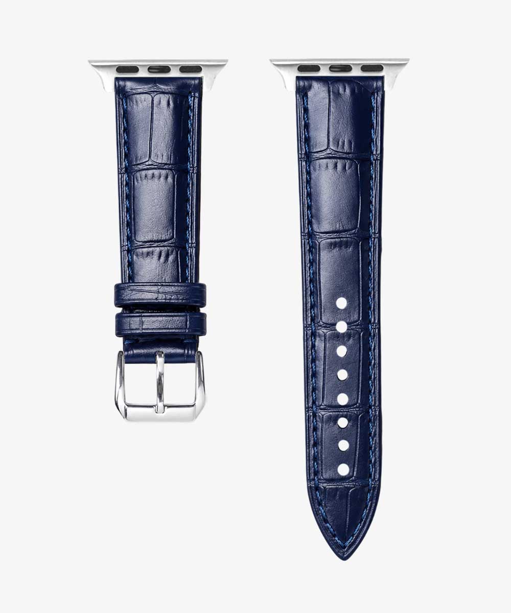 cinturino blu pelle apple watch