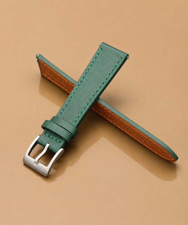 Cinturino per Orologio in Pelle "Saffiano" - Verde - immagine 3
