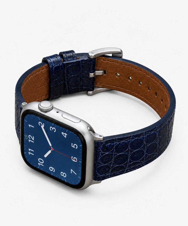 Cinturino Apple Watch in Pelle di Coccodrillo "Croco" Collections - Blu - immagine 2