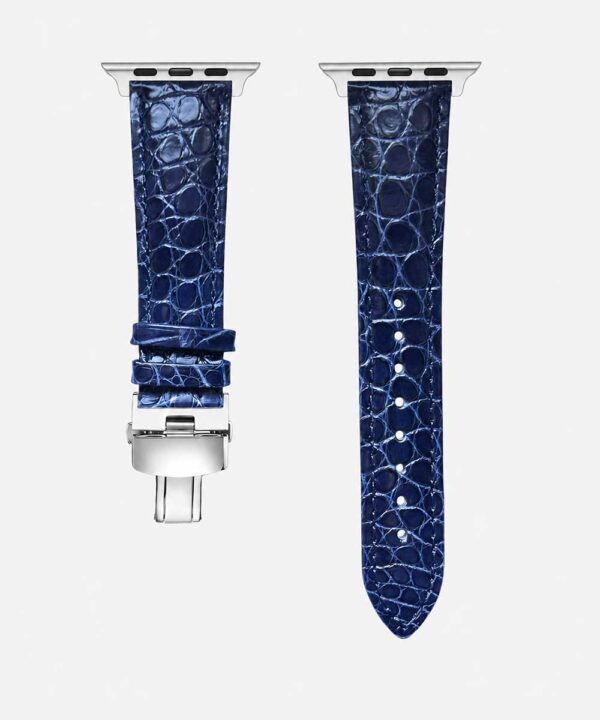 Cinturino Apple Watch in Pelle di Coccodrillo "Croco" Collections - Blu