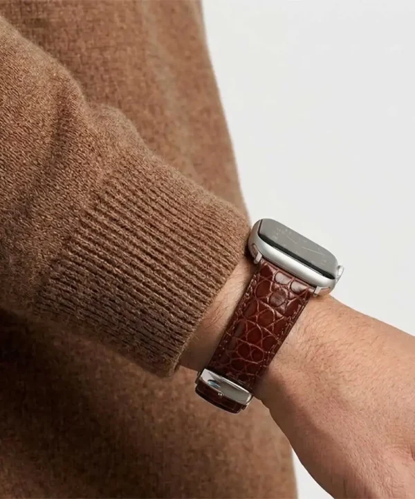 Cinturino Apple Watch in Pelle di Coccodrillo "Croco" Collections - Marrone - immagine 2