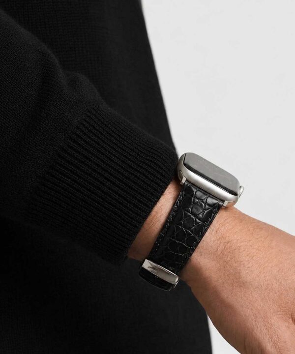 Cinturino Apple Watch in Pelle di Coccodrillo "Croco" Collections - Nero - immagine 2