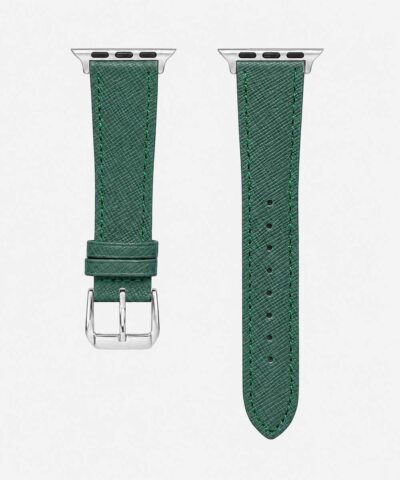 cinturino pelle saffiano verde per apple watch