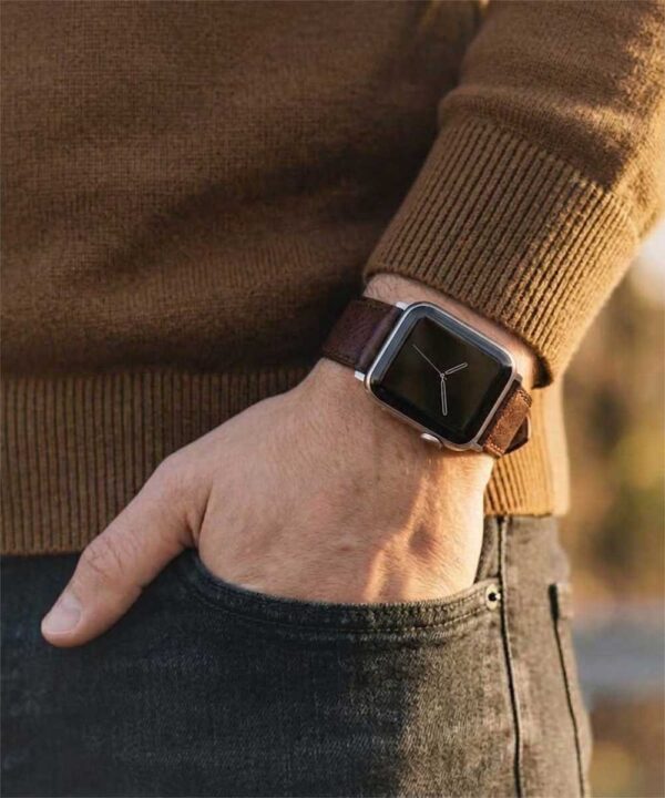 cinturino personalizzato apple watch marrone uomo
