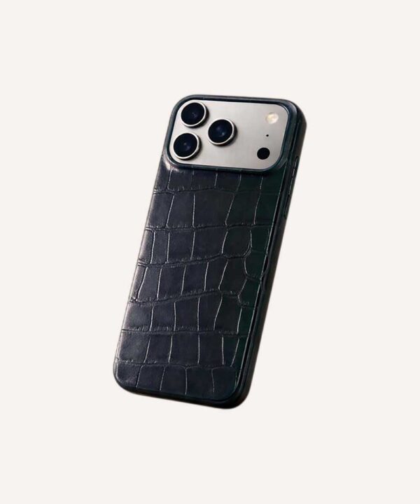 Cover iPhone 18 Pro in Pelle "Royal" Collection - Nero - immagine 3